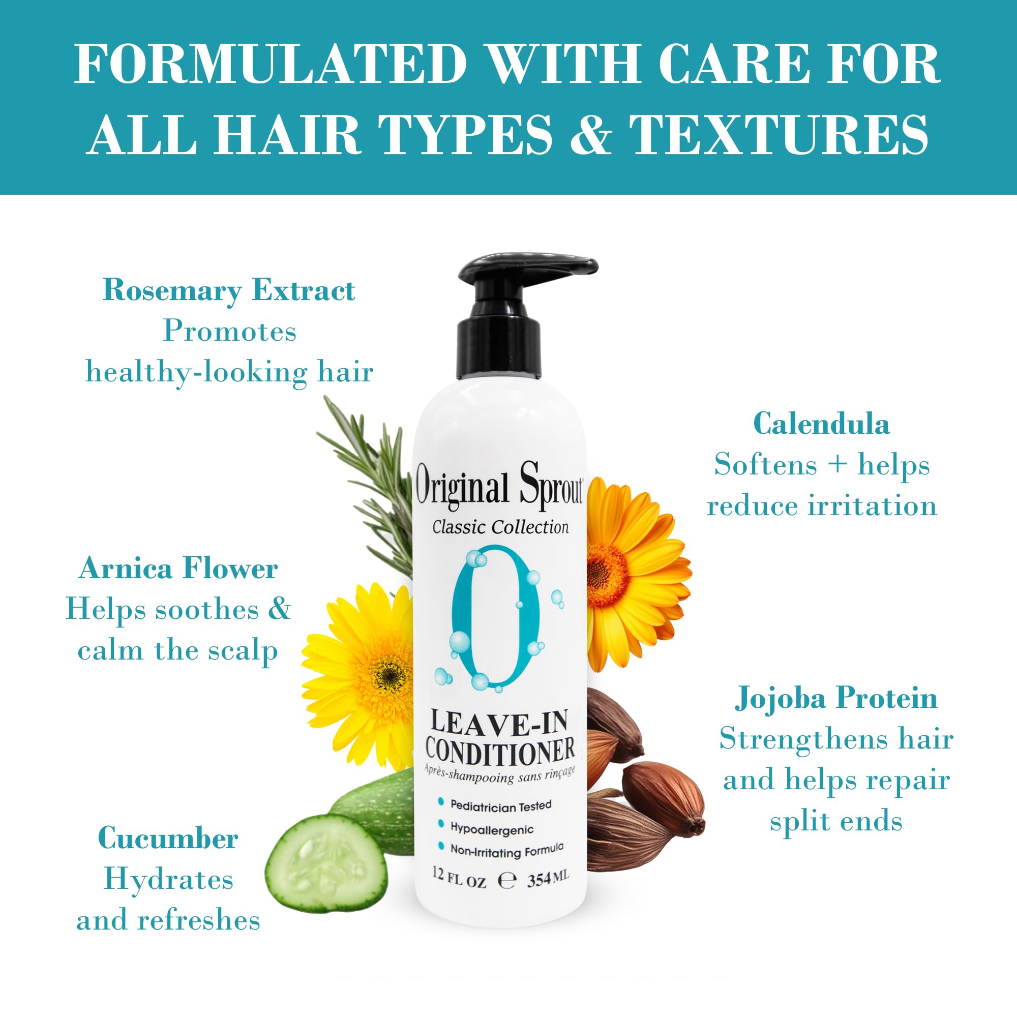 Original Sprout Leave-In conditioner gliding through hair for detangling