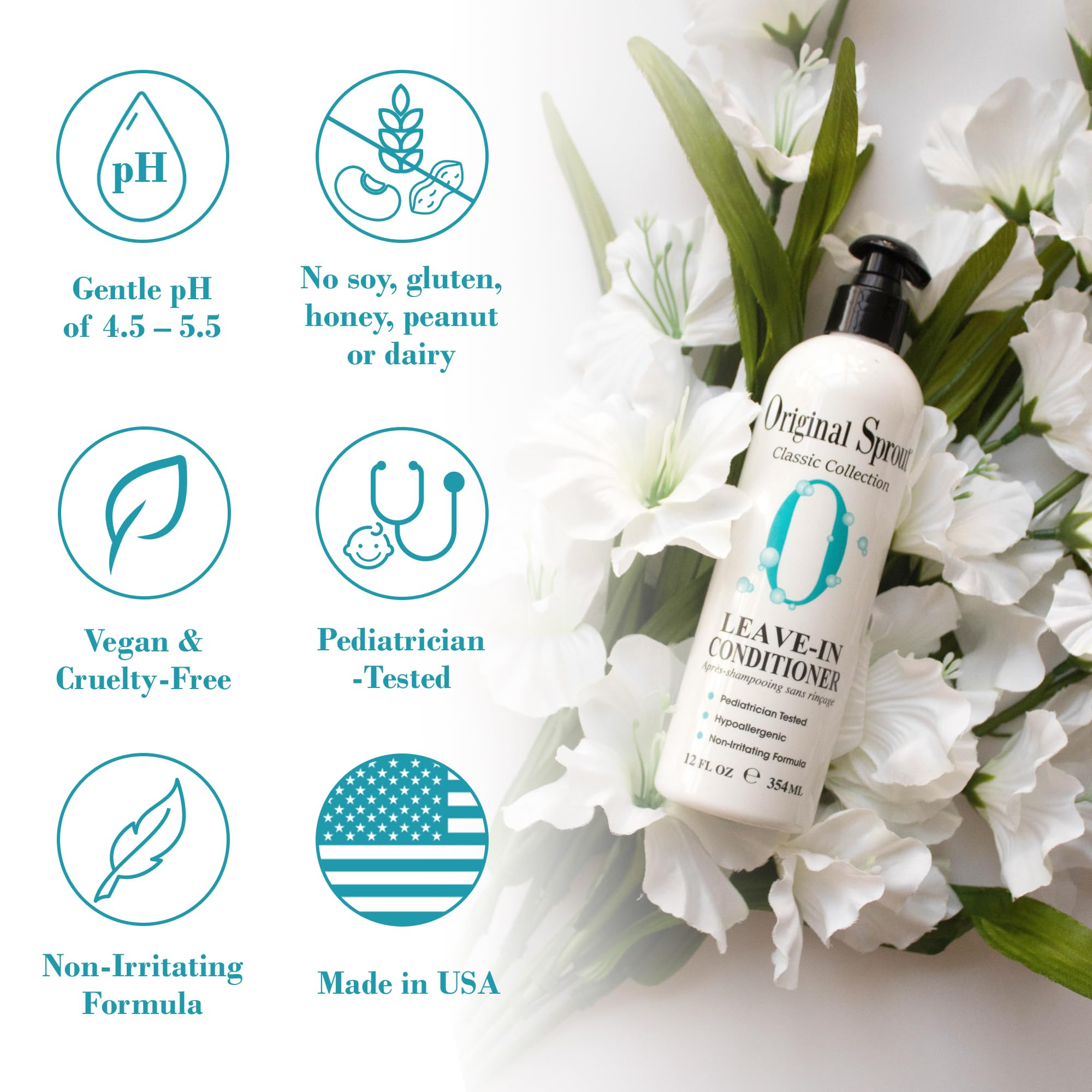 Original Sprout Leave-In Conditioner label close-up with plant-based care