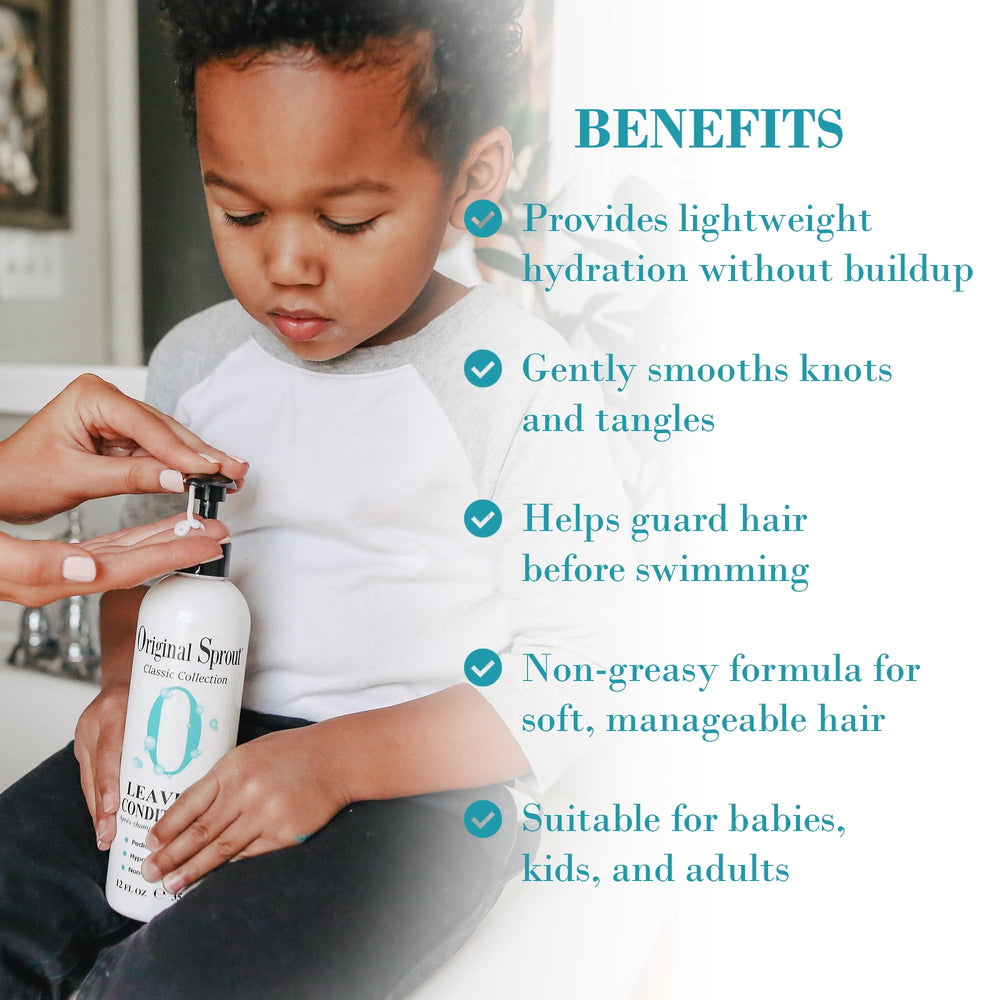 Original Sprout Leave-In application pump showing easy detangling