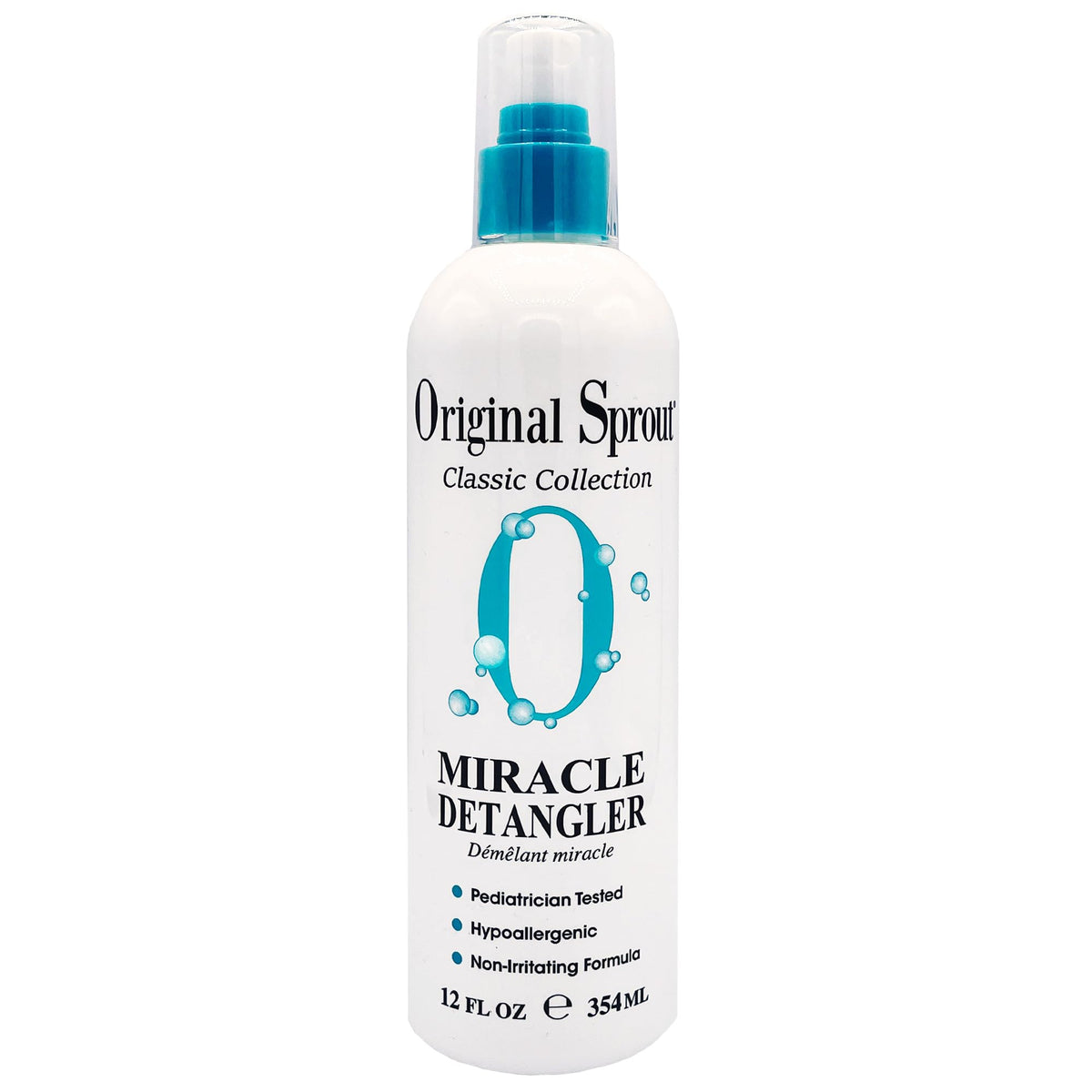 Original Sprout Miracle Detangler Spray bottle front view for easy detangling.