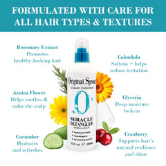 Original Sprout Miracle Detangler Spray on wet hair for smoother strands.