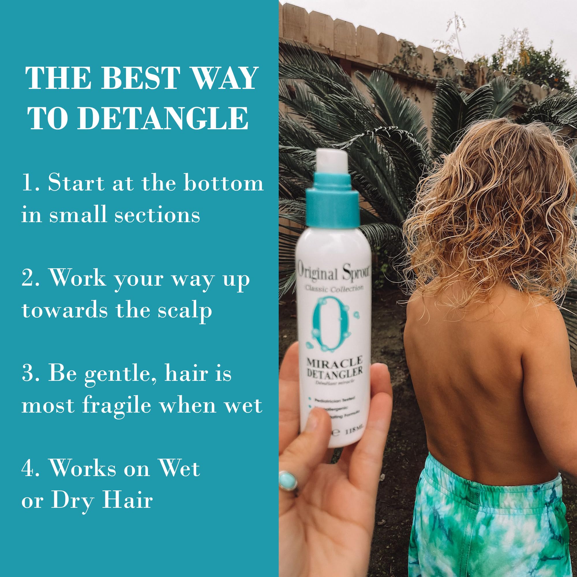Original Sprout Miracle Detangler Spray vegan cruelty-free badge on packaging.