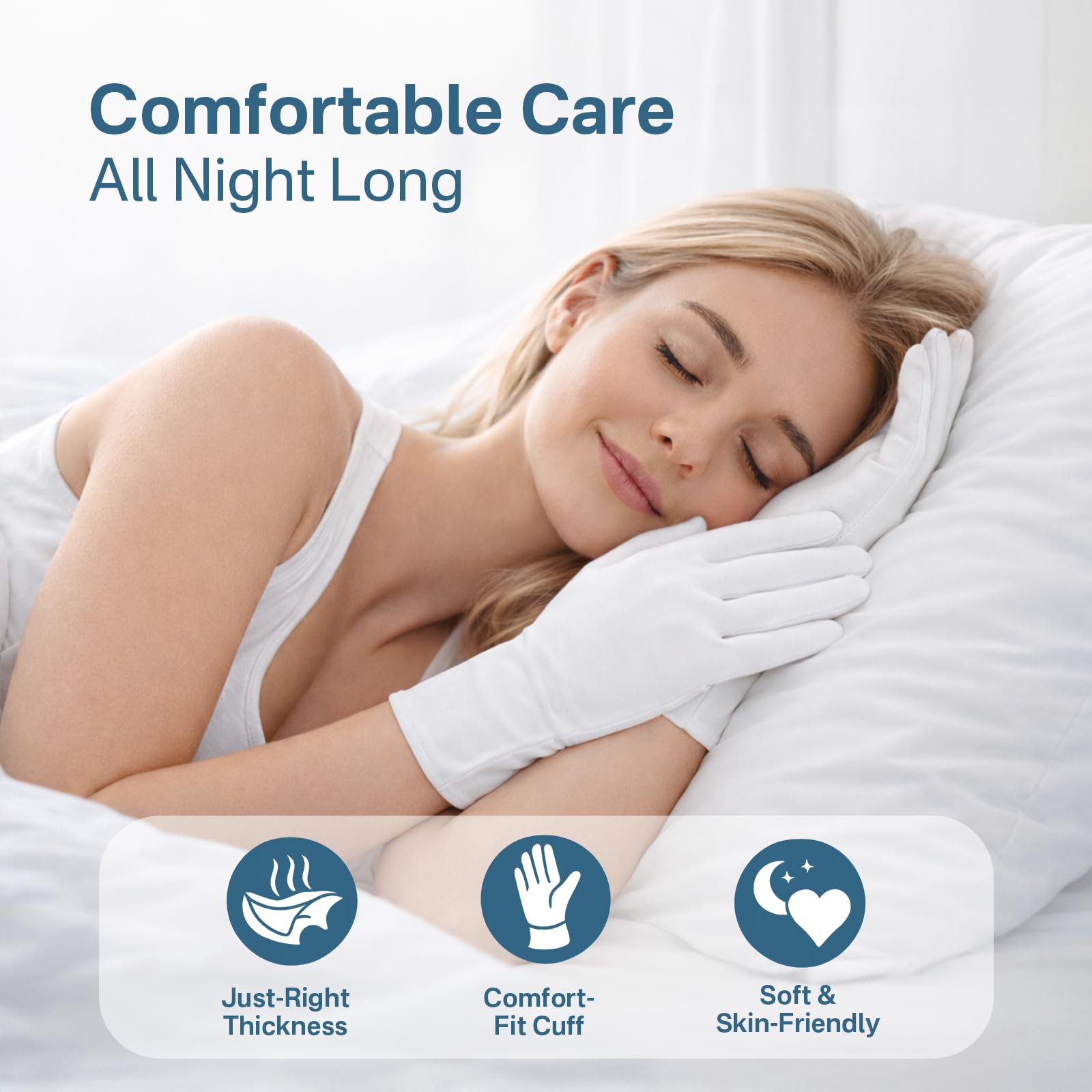 Originbuty breathable white sleep gloves help moisturizers absorb better.
