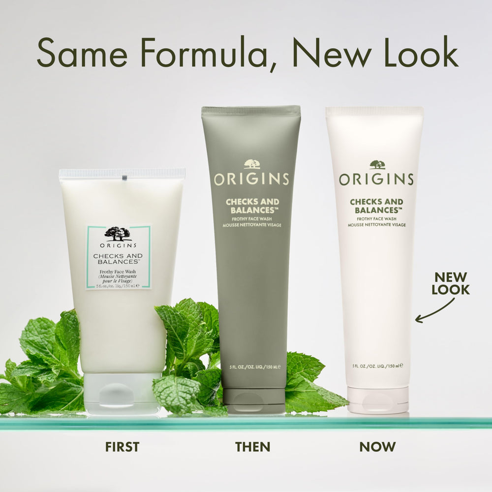 Origins limpiador facial espumoso elimina impurezas y maquillaje suavemente.
