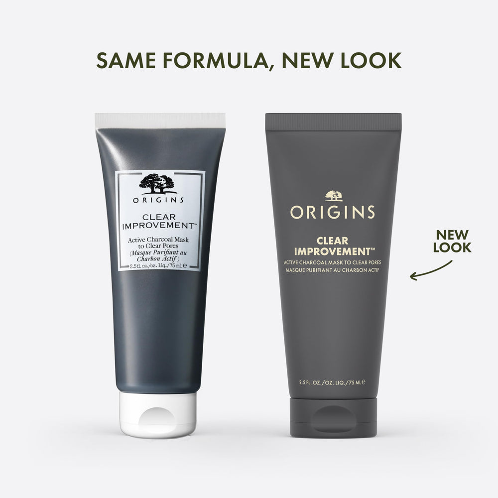 Origins Clear Improvement bamboo charcoal close-up highlights cleansing power.