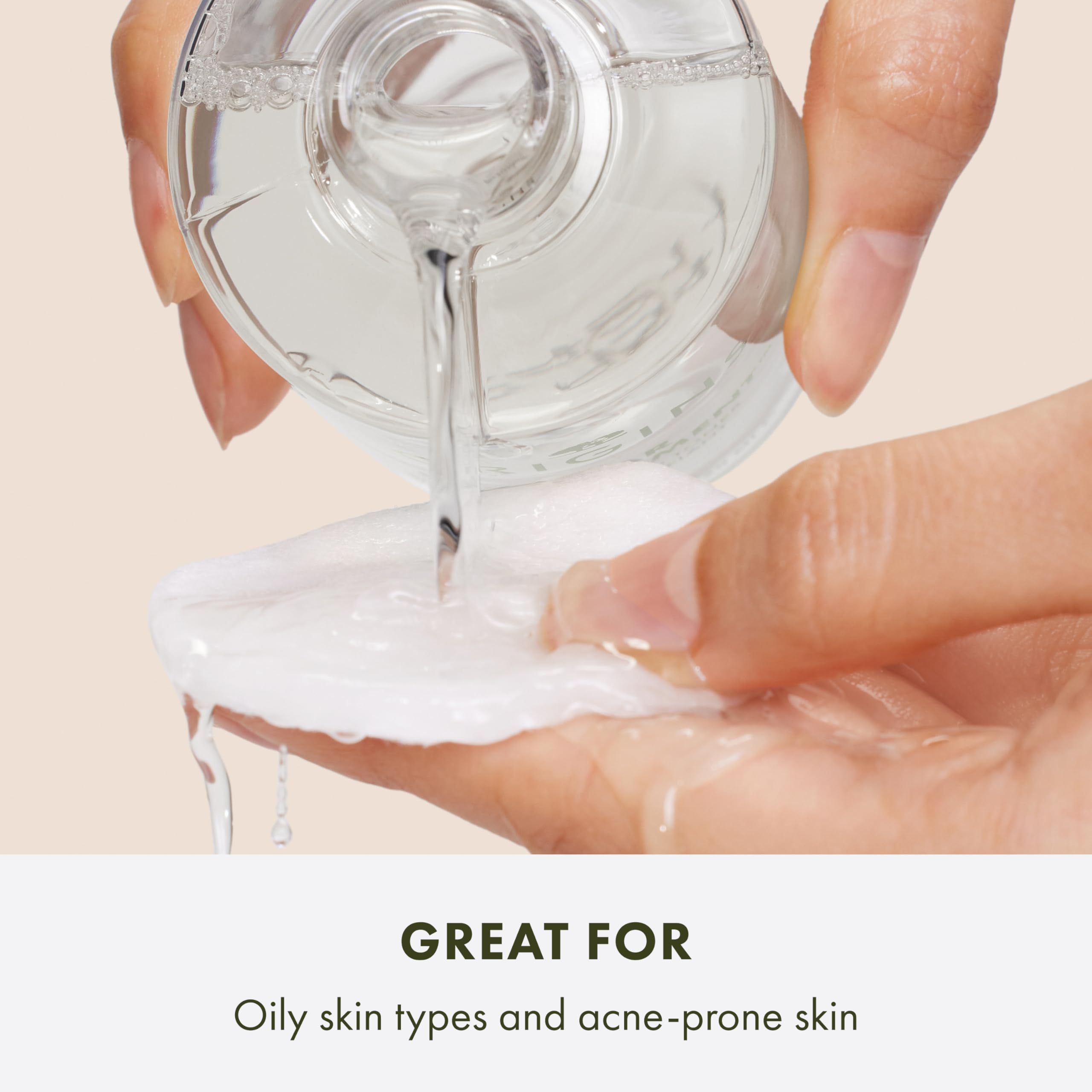 Pores appear refined with Origins toner and matte finish.