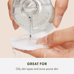 Pores appear refined with Origins toner and matte finish.