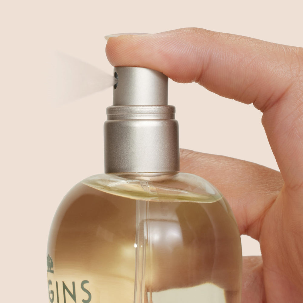 Origins Ginger Essence ginger root closeup, rich warmth meets freshness