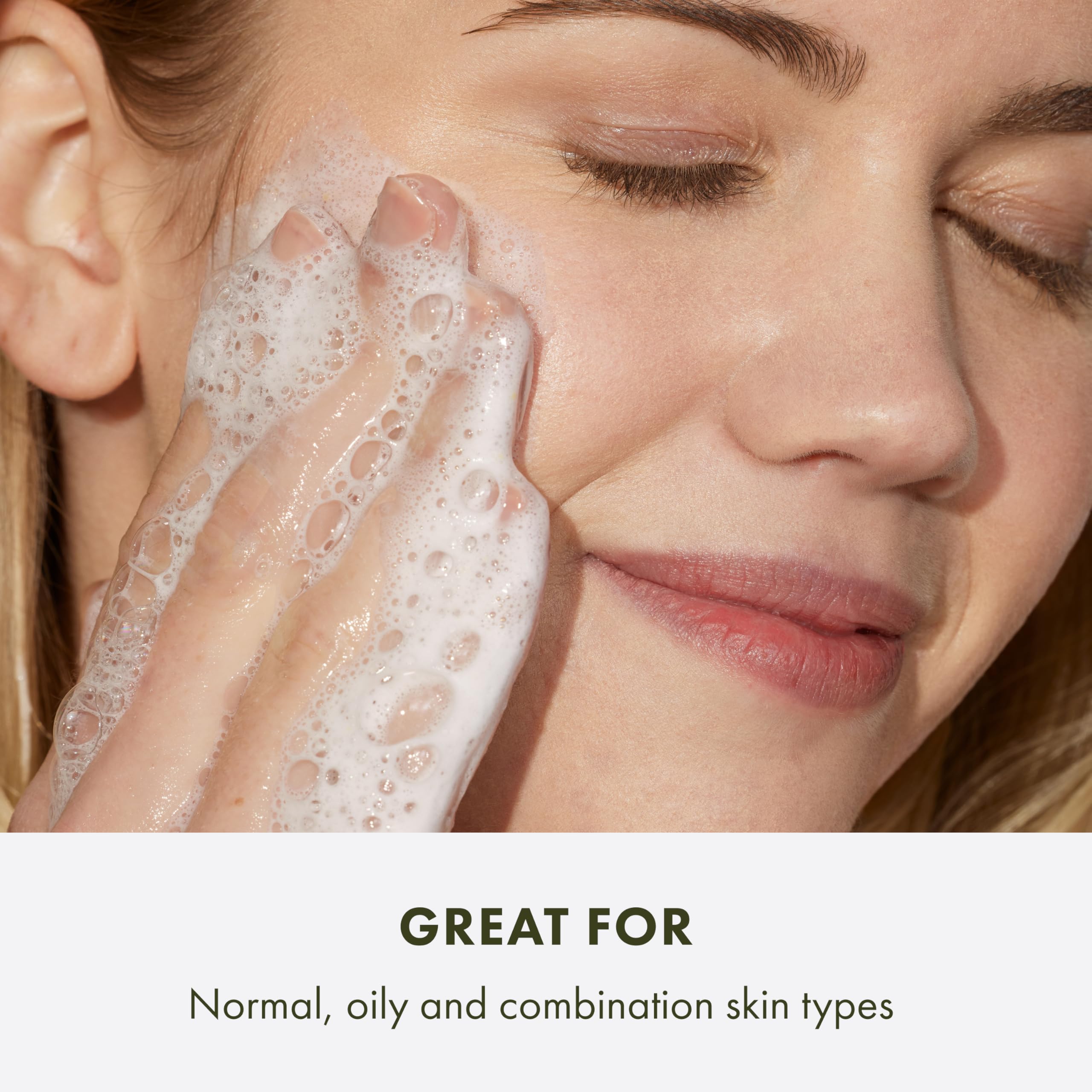 Origins GinZing being applied to the face for a brightening cleanse