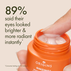 Origins GinZing eye cream cool tube with two-tone packaging for cooling glow.