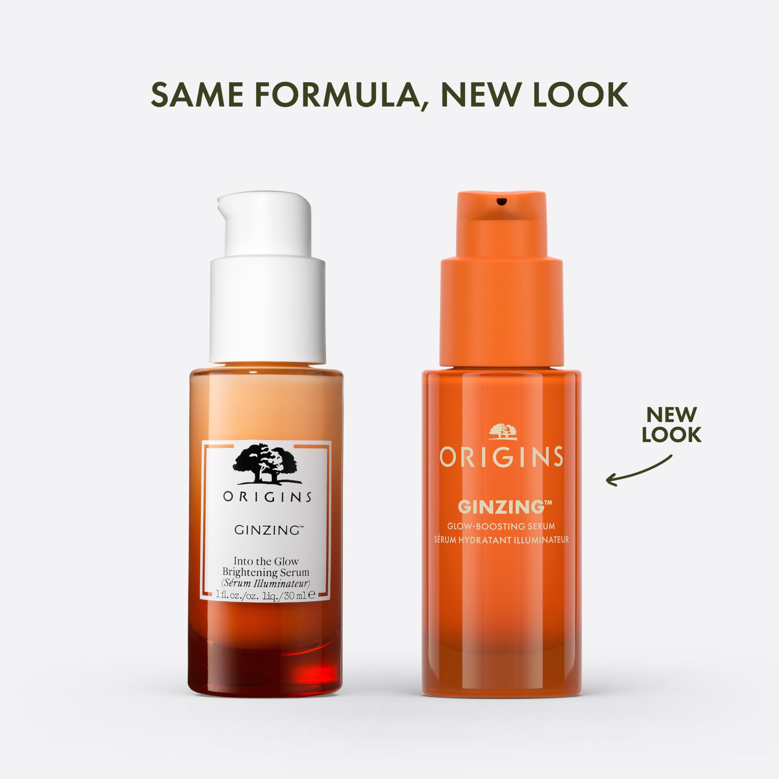 Origins GinZing glow serum pump in action delivering energizing caffeine.