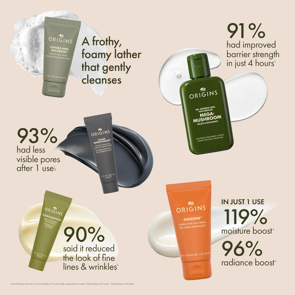 Origins GinZing energizing gel cream swirl close-up highlights hydrating texture.