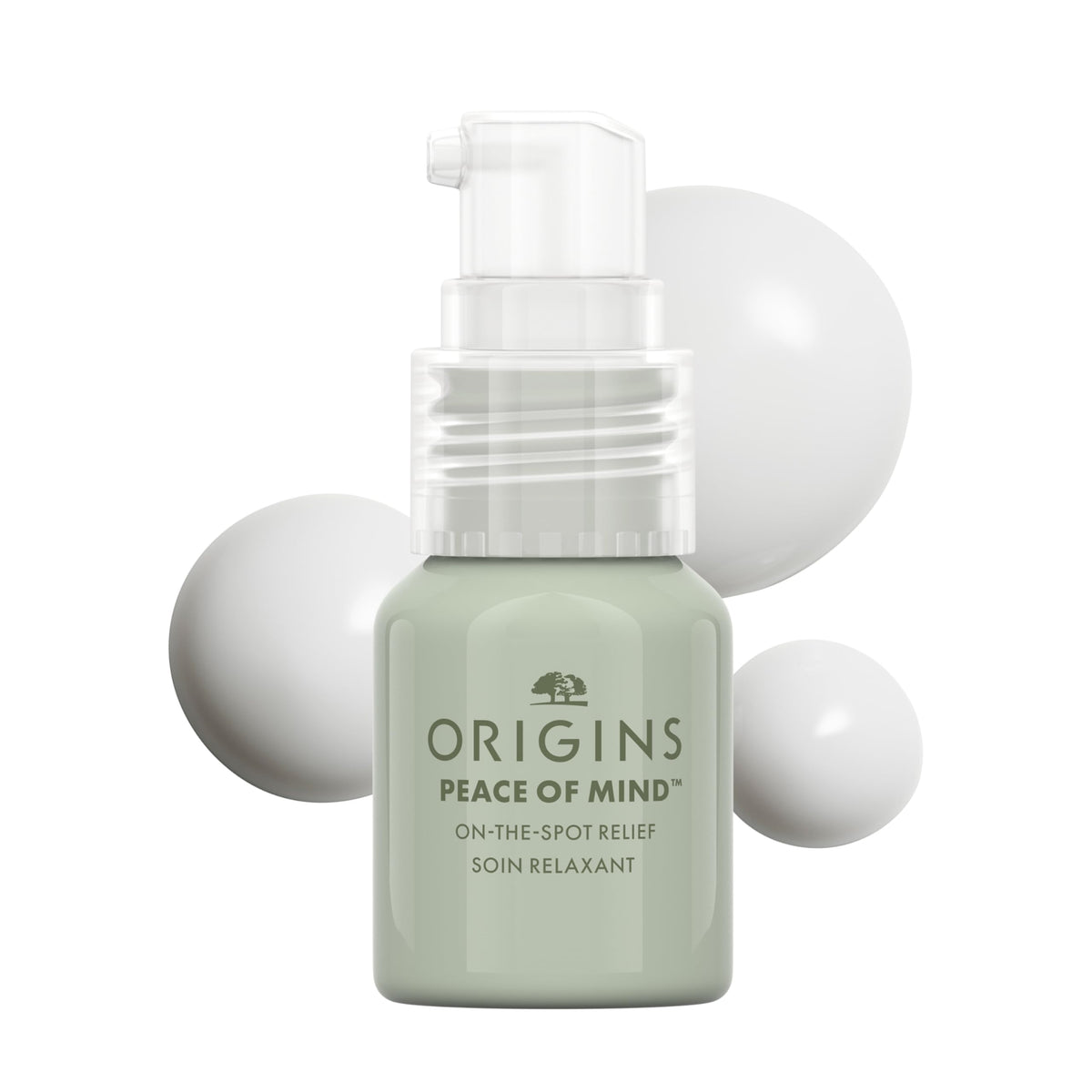 Origins Paz Instantánea: botella con dispensador para uso rápido y relajación.