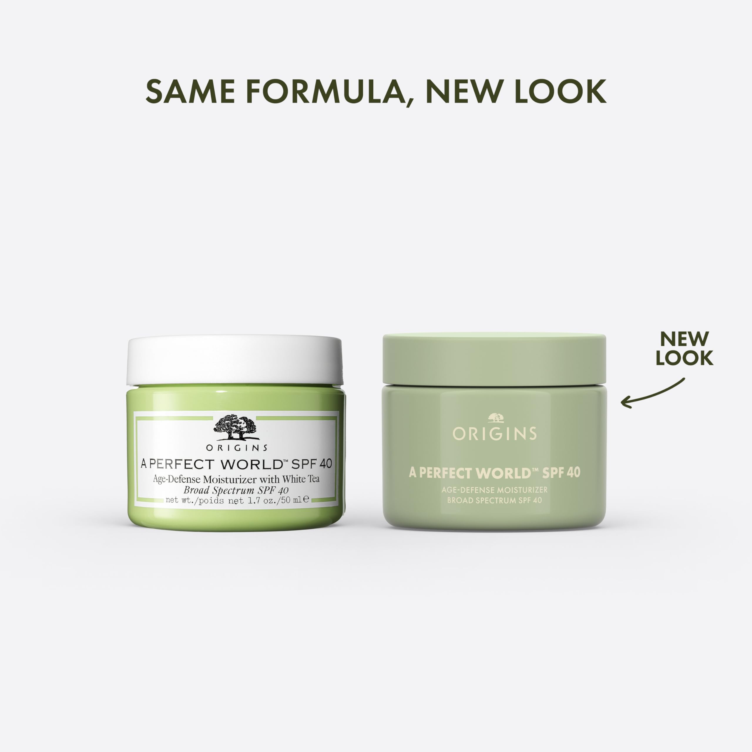 Origins A Perfect World moisturizer bottle side view highlighting compact packaging for easy daily use.