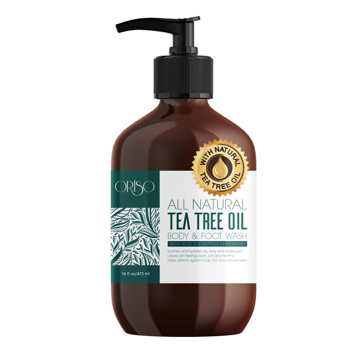 ORISO gel de ducha con árbol de té para piel suave e hidratada.
