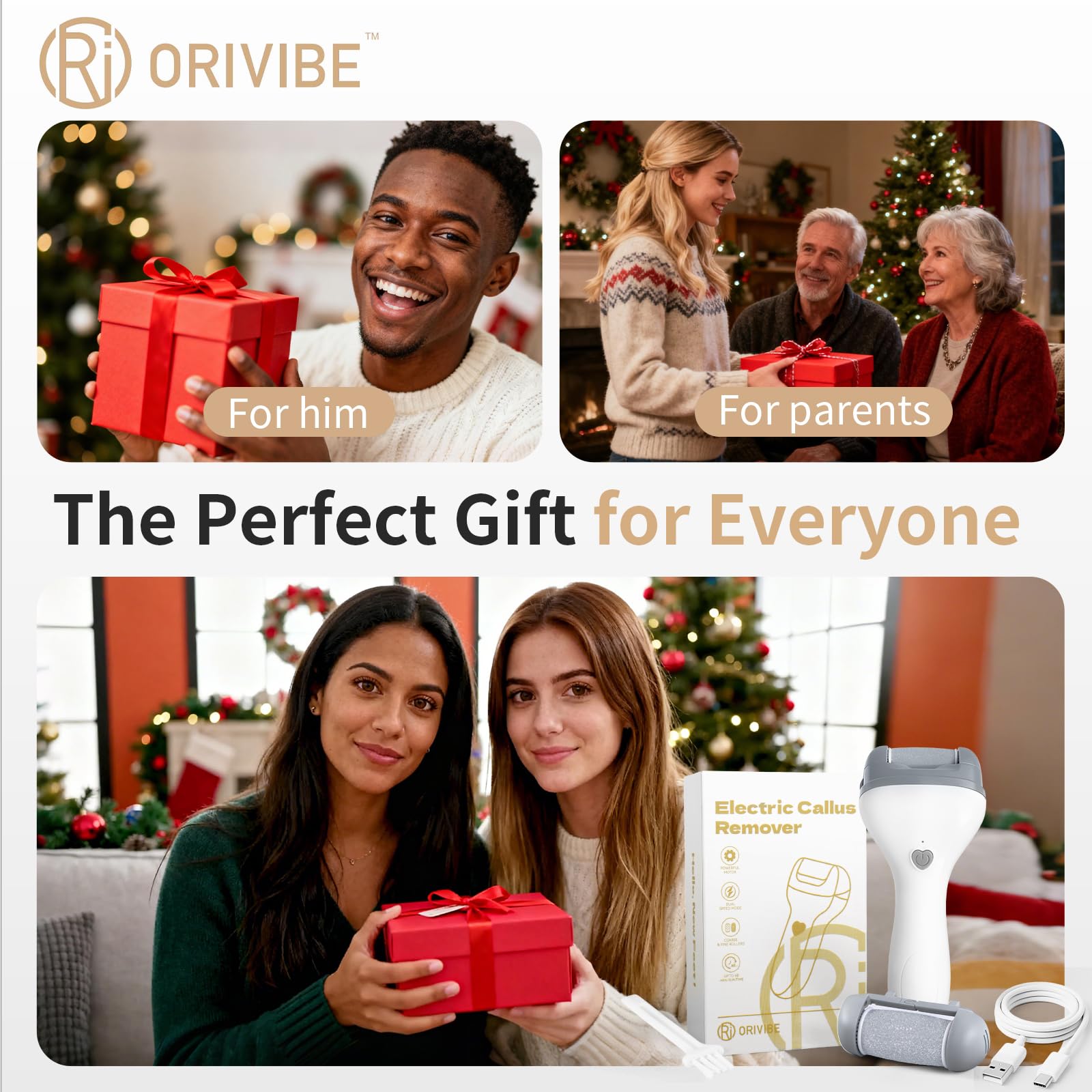 Orivibe applying rollers on dry heels for at-home care