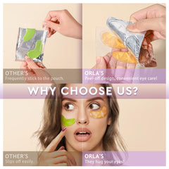 ORLASKIN hyaluronic acid blue patches offer plump, refreshed under-eye skin.