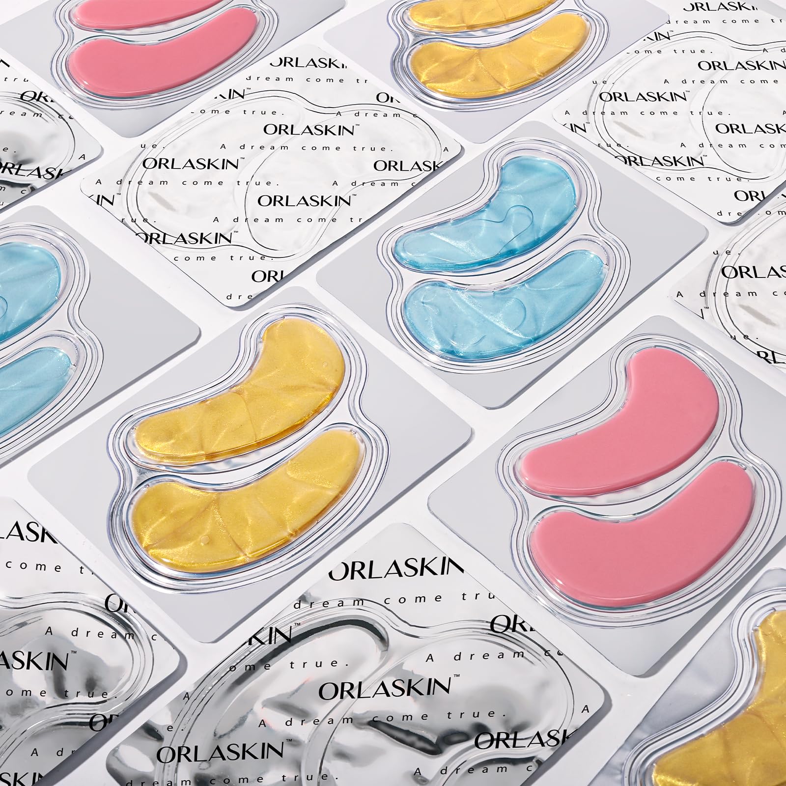 ORLASKIN hyaluronic acid blue patches provide deep hydration under the eyes.