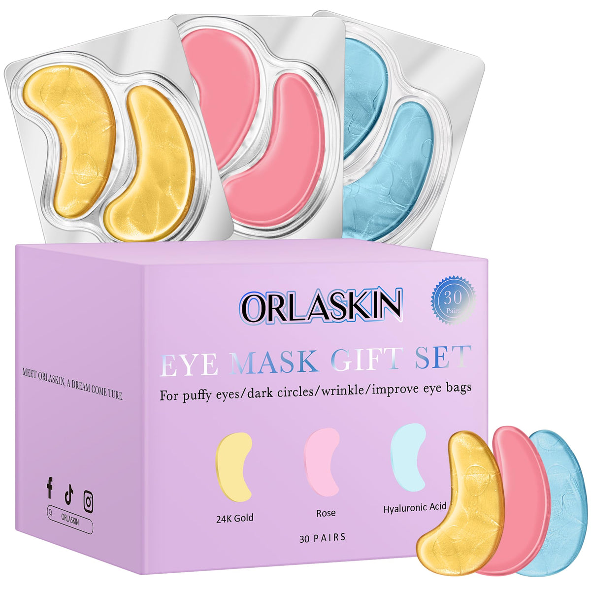 ORLASKIN rose eye patches pink pack provide soothing under-eye moisture.