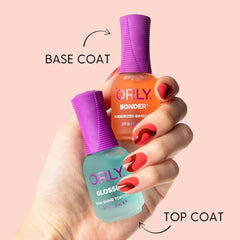 Textura gomosa de Orly Bonder mejora agarre entre uña y esmalte.