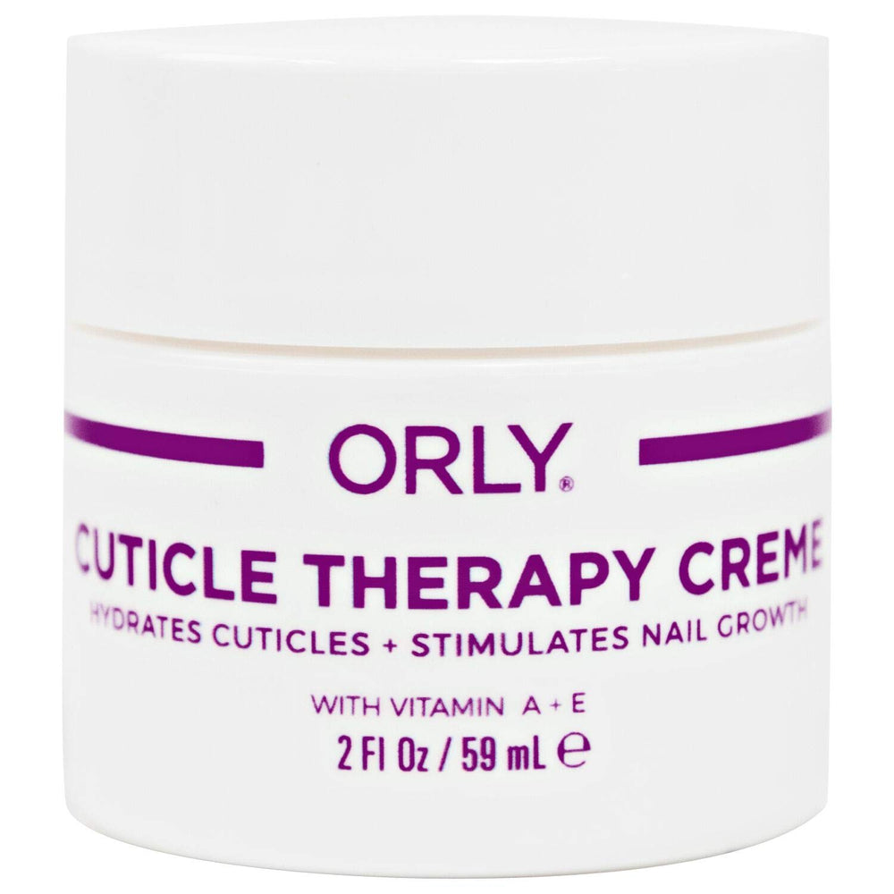 Orly Cuticle Therapy Cream 2oz bottle applying to cuticles for deep hydration and nail care.