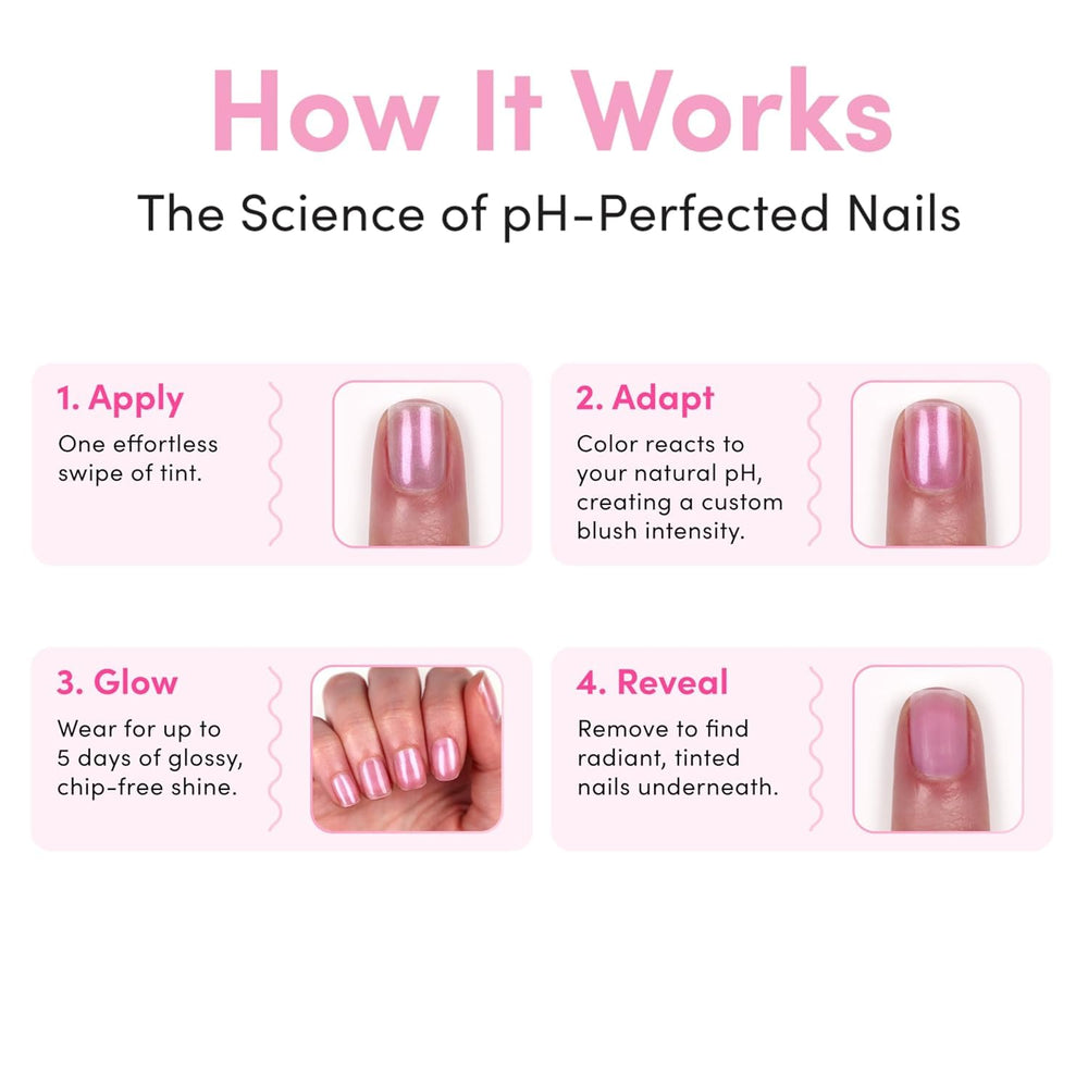Orly pH Perfector: muestra en uñas resalta tono Blush Frío con brillo plateado