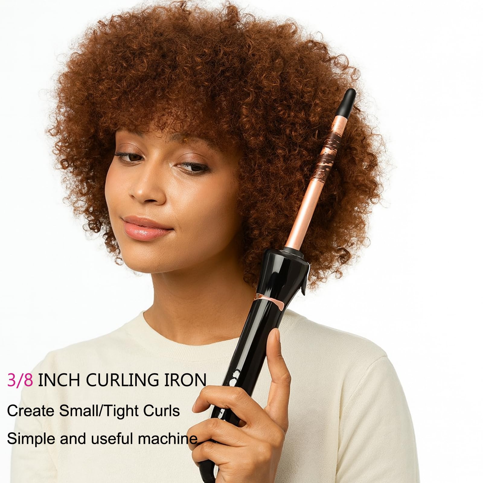 Ornanfull tourmaline ceramic coating wand for smoother curls.