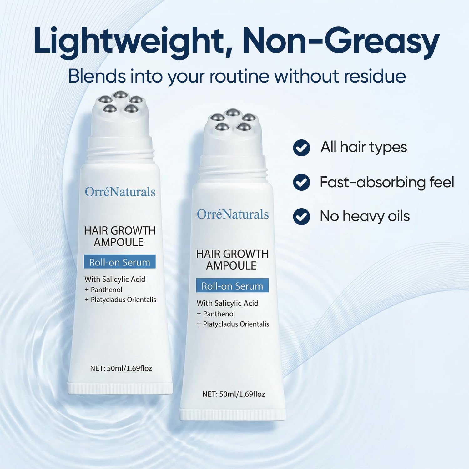 Orrenaturals Hair Revival Ampoule on dry scalp shows hydration benefits.