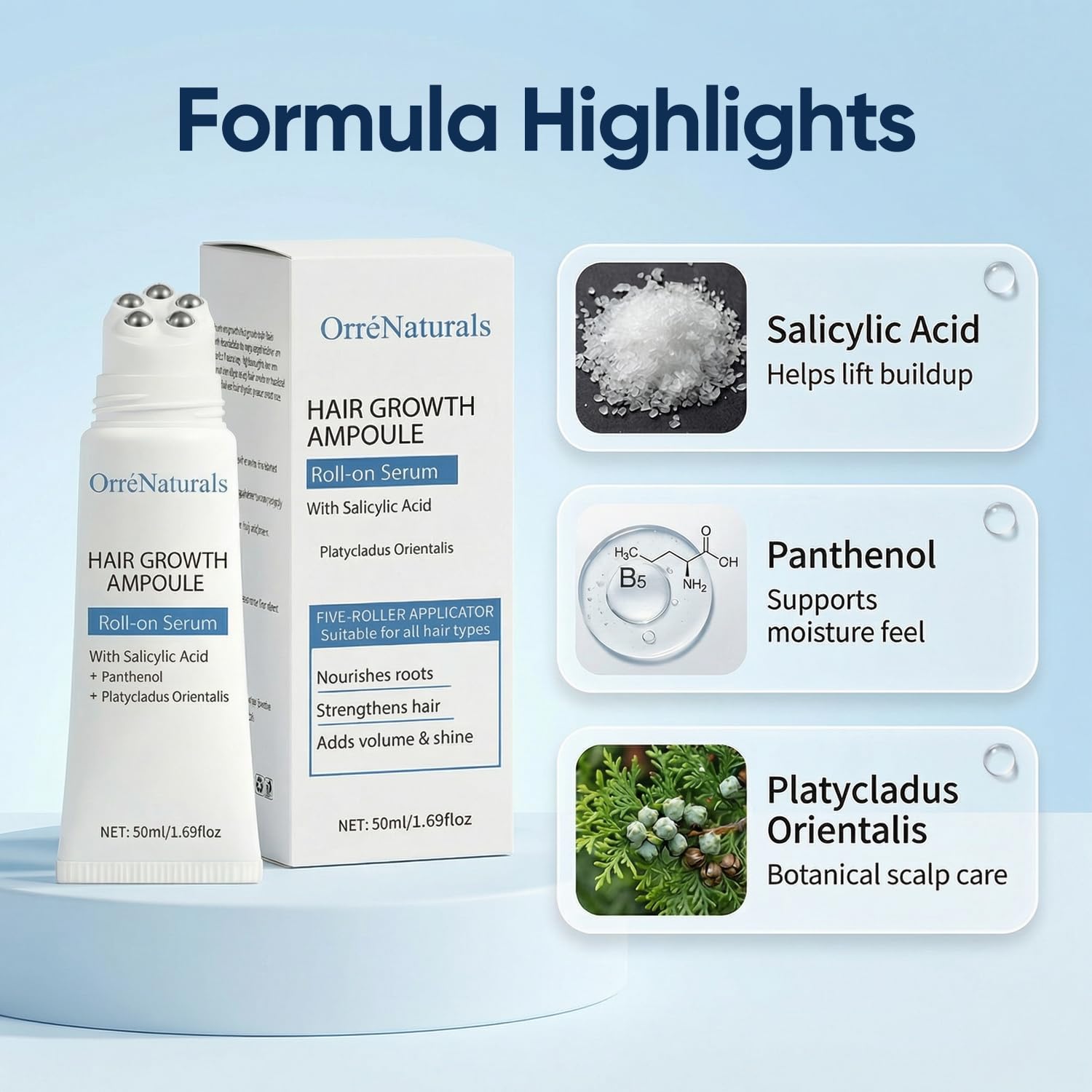 Orrenaturals Hair Revival Ampoule pump closeup highlights easy dispensing.