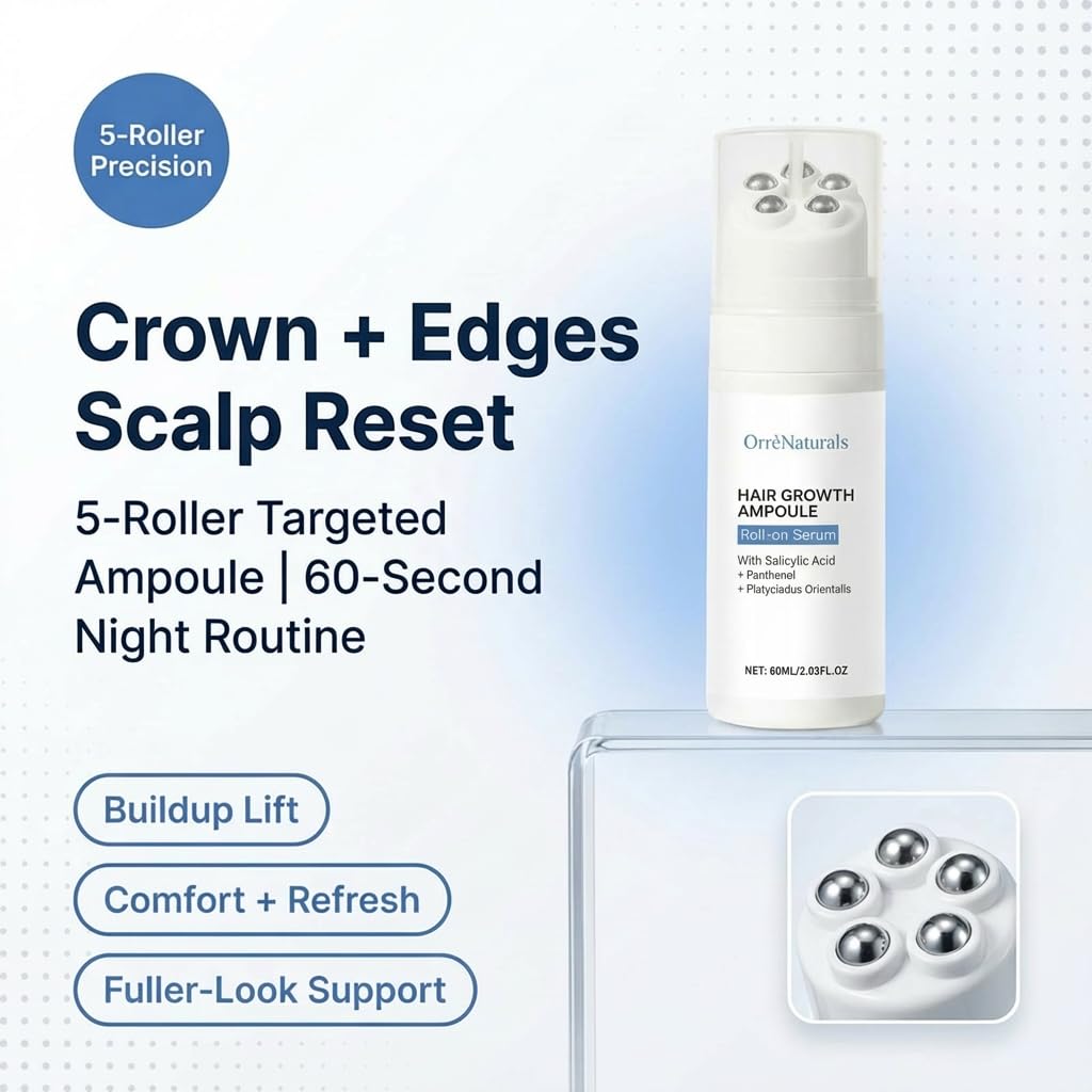 Orrnaturals five-roller applicator on scalp delivering targeted care