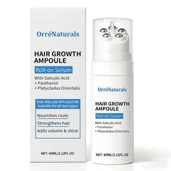 ORRÉNATURALS hair growth serum roll-on bottle close-up for scalp care