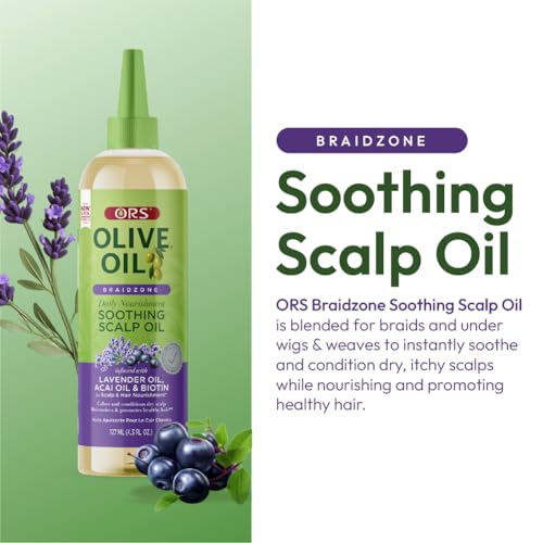 ORS Braidzone bottle label shows acai and lavender for nourishment