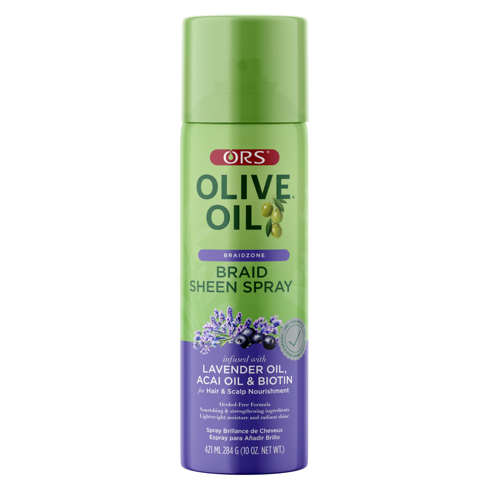 ORS Brillo para trenzas con aceite de oliva y lavanda, brillo natural diario.