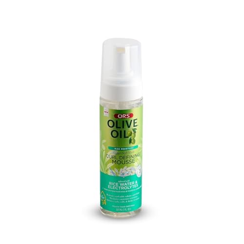 ORS Olive Oil Max Moisture Mousse on curls showing defined coils.