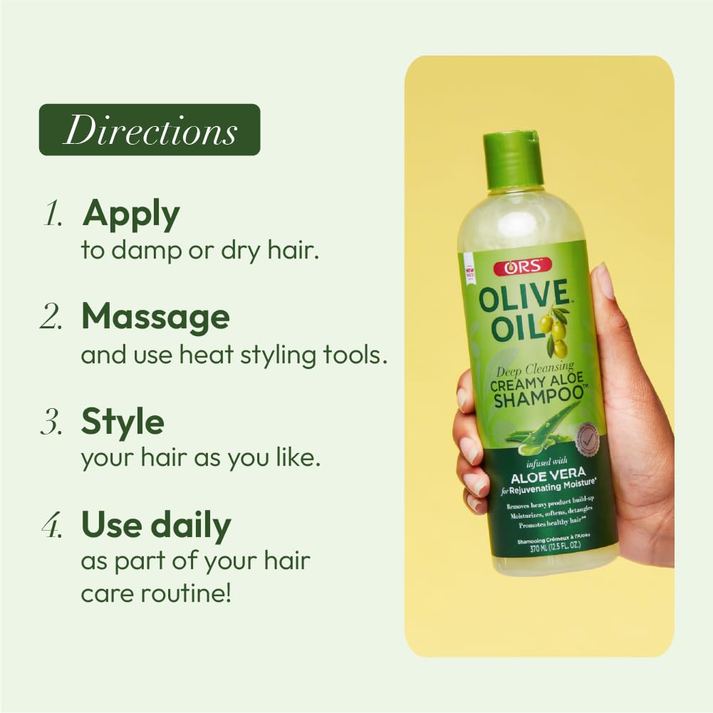 ORS Olive Oil Moisture Restore Shampoo all hair types — versatile cleanse for every texture.