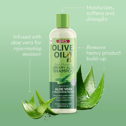 ORS Olive Oil Moisture Restore Shampoo bottle — soothing cleanse for dry, thirsty hair.