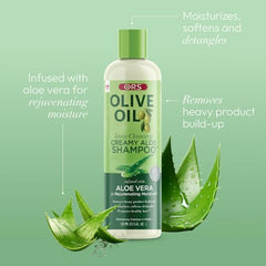 ORS Olive Oil Moisture Restore Shampoo bottle — soothing cleanse for dry, thirsty hair.