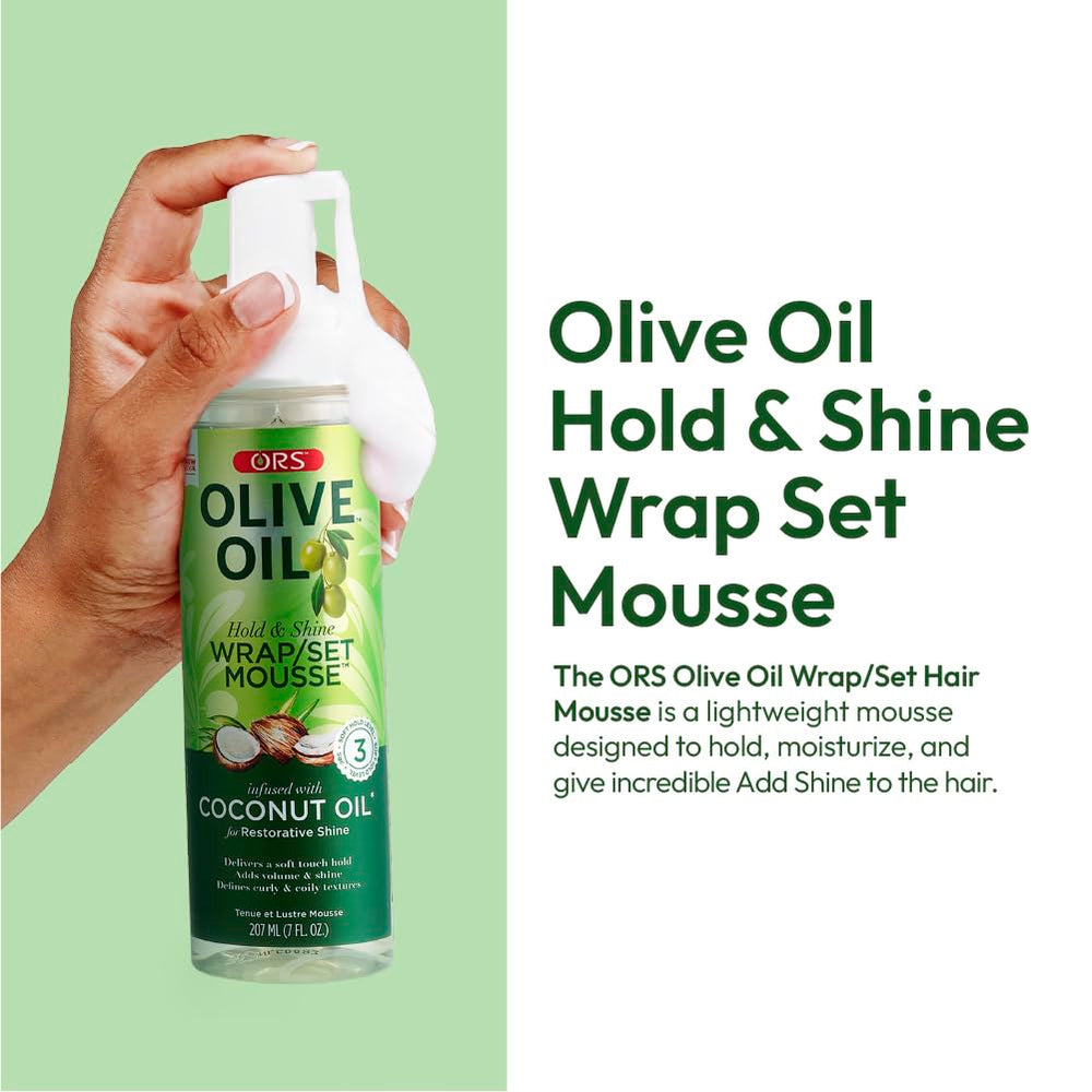 ORS Olive Oil Wrap Mousse adds moisture and shine.