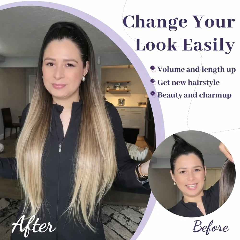 ORSUNCER ombre black mix blonde ponytail with versatile color blend