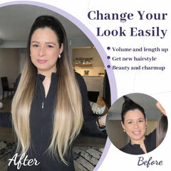 ORSUNCER ombre black mix blonde ponytail with versatile color blend