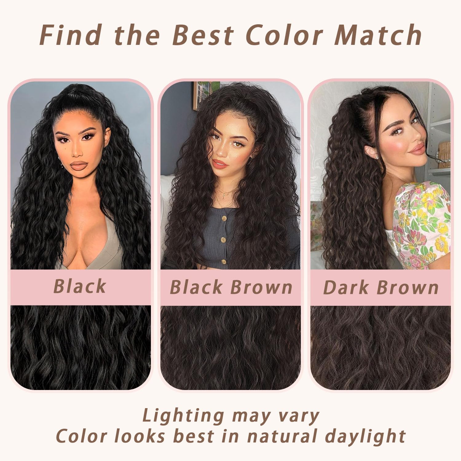 ORSUNCER ponytail extension color may vary with lighting note for color accuracy.