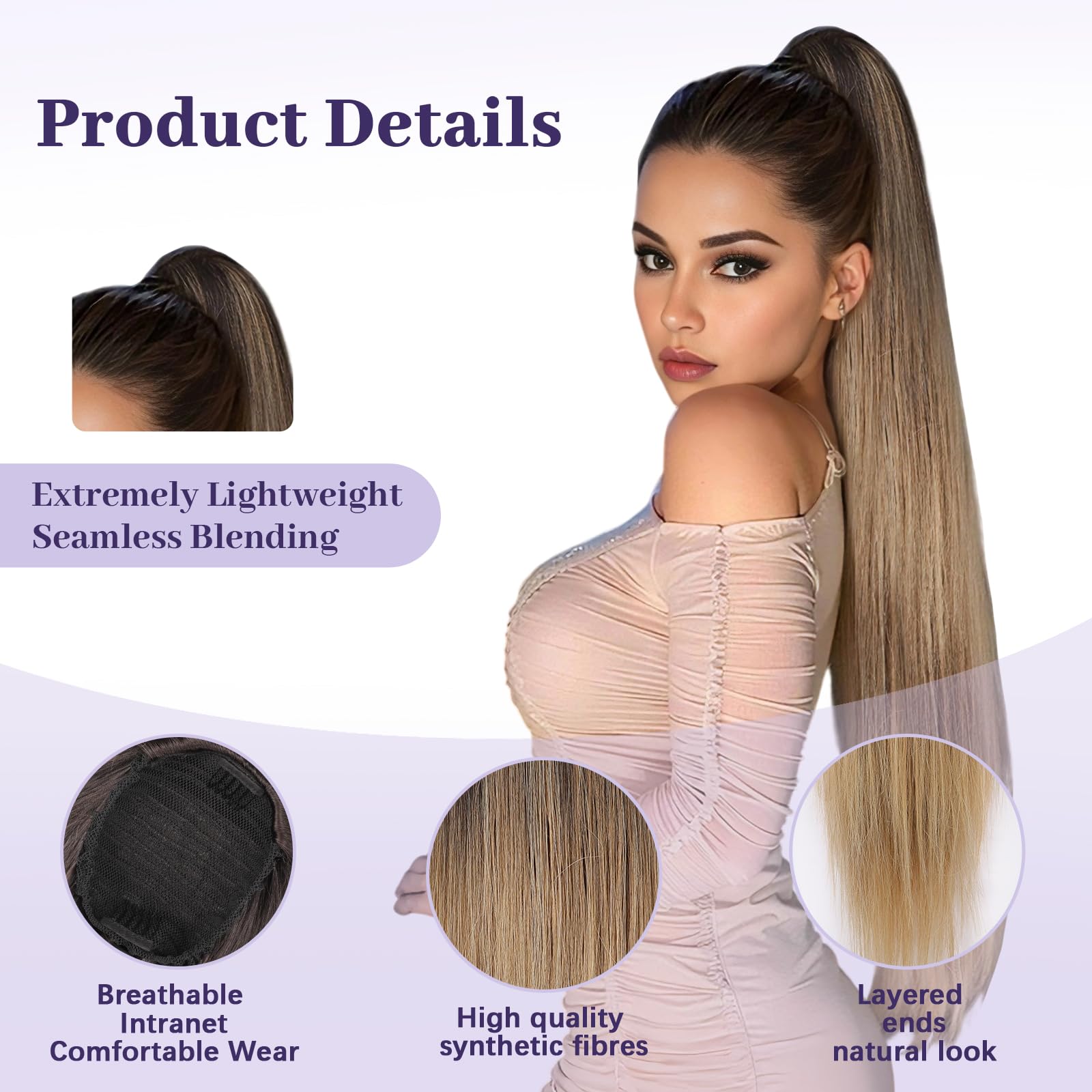 ORSUNCER heat-resistant ponytail ready for styling
