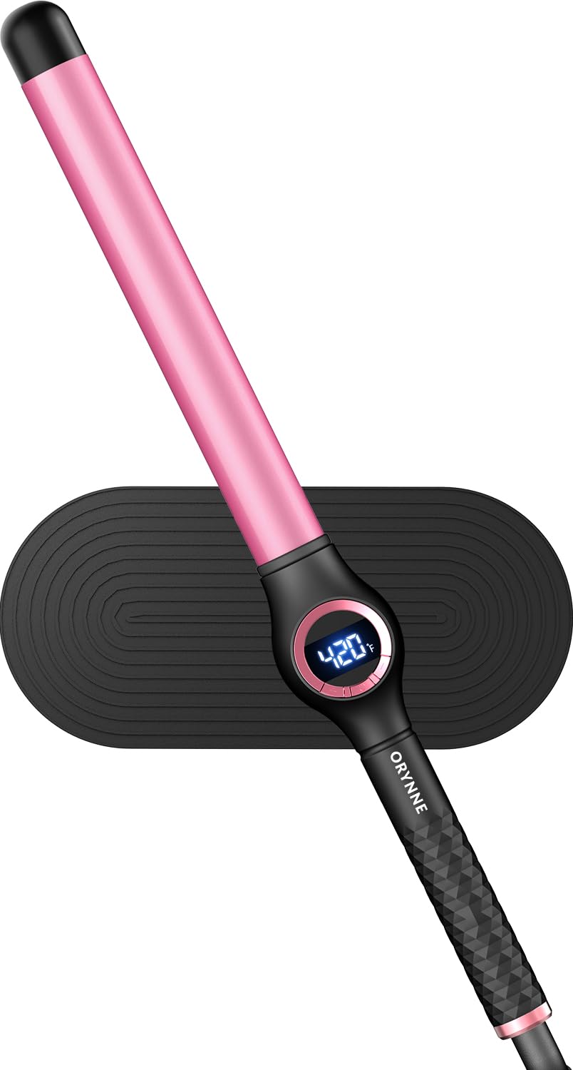 ORYNNE 1-inch wand with extra-long barrel for faster, fuller curls.