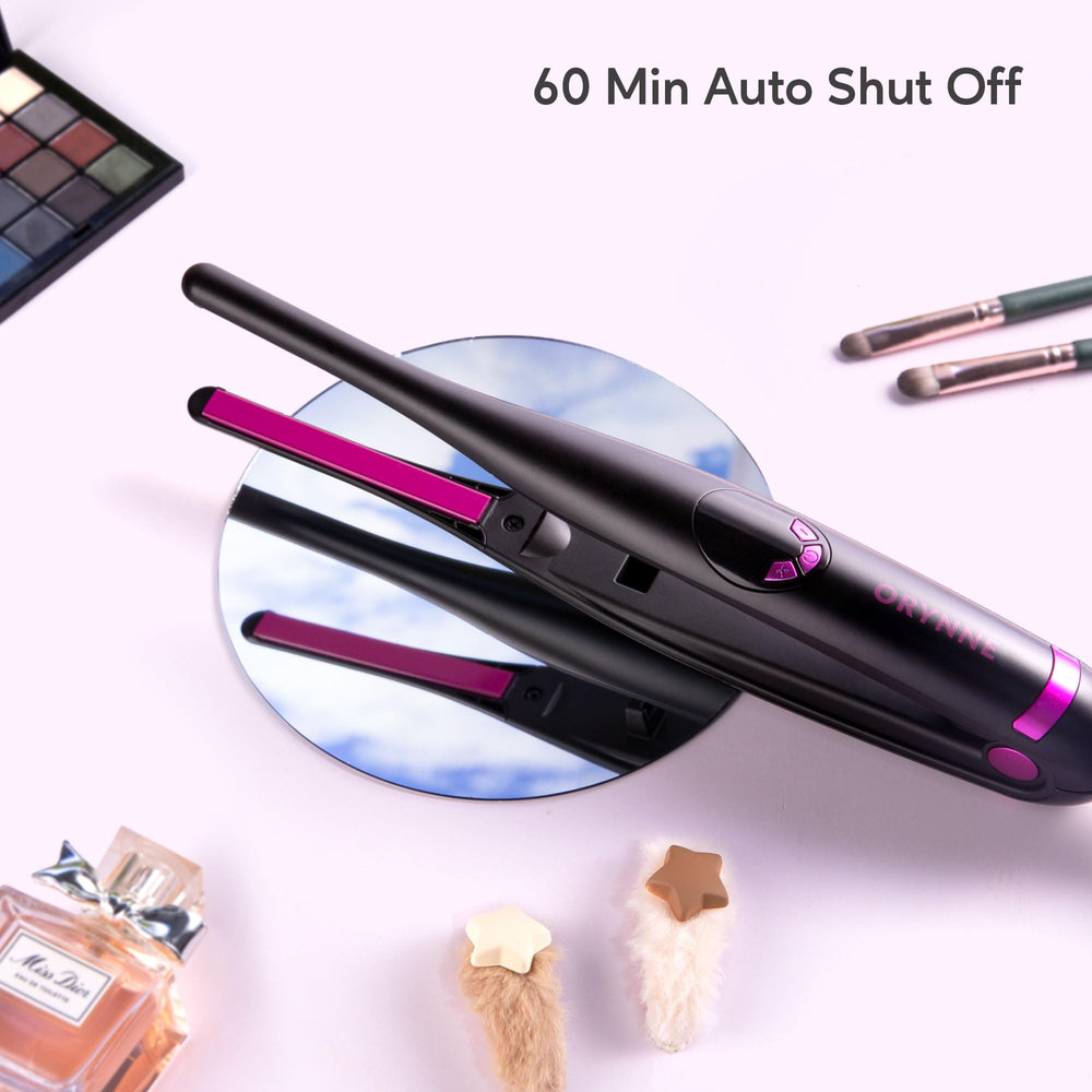 ORYNNE compact iron ideal for on-the-go grooming and travel