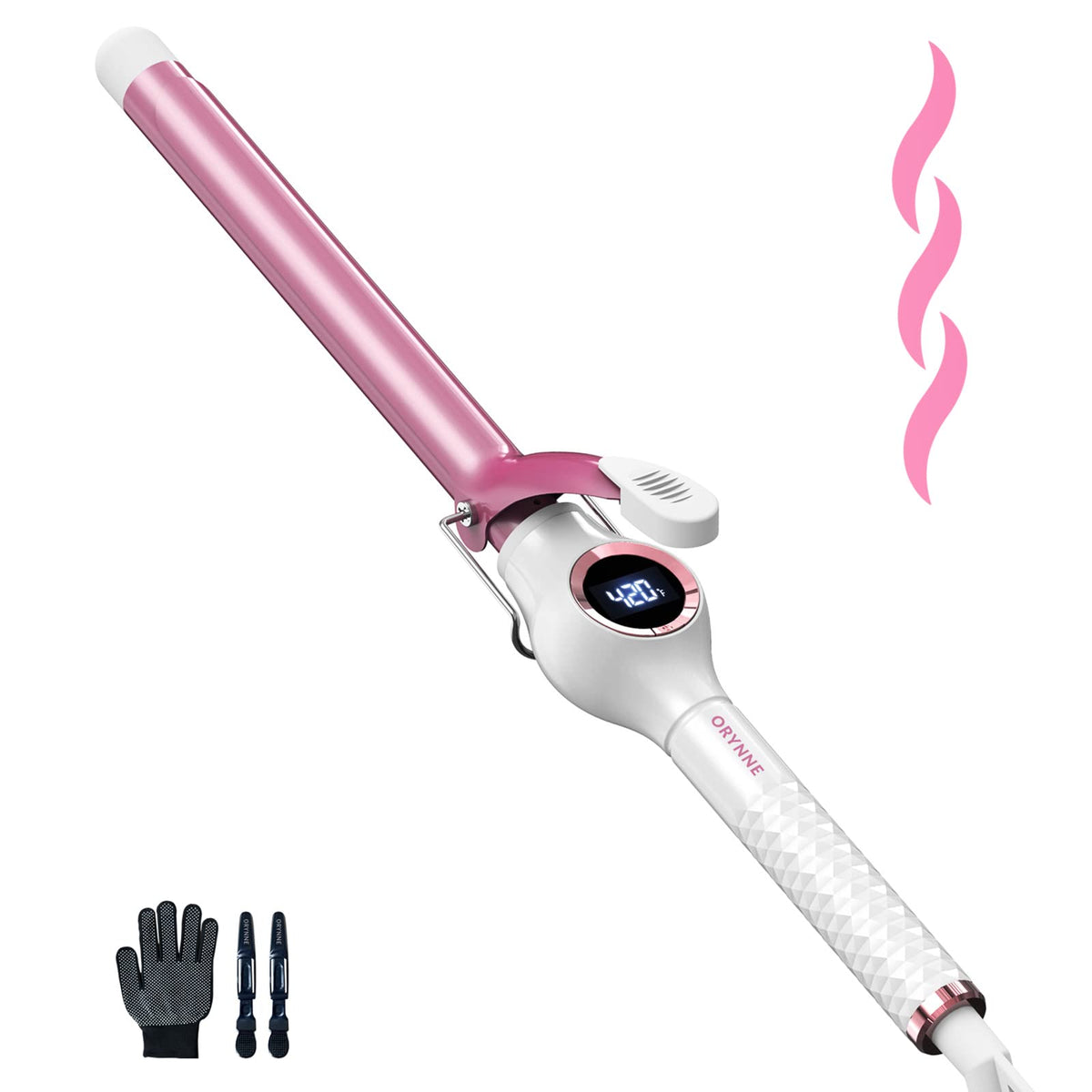 ORYNNE Ceramic Curling Iron with 3/4-inch barrel for tight curls and soft waves.
