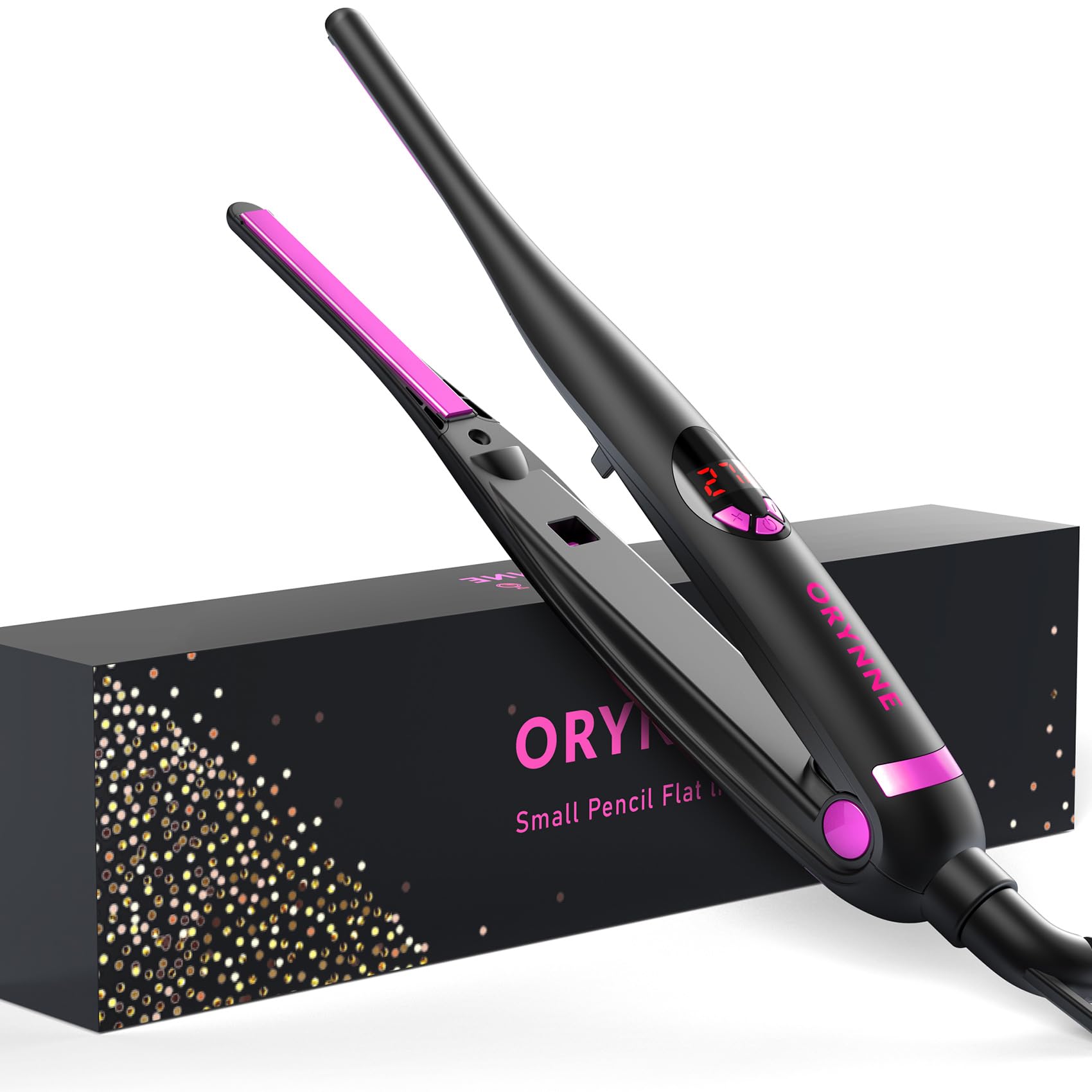 ORYNNE small flat iron for short hair shown heating quickly for precise styling