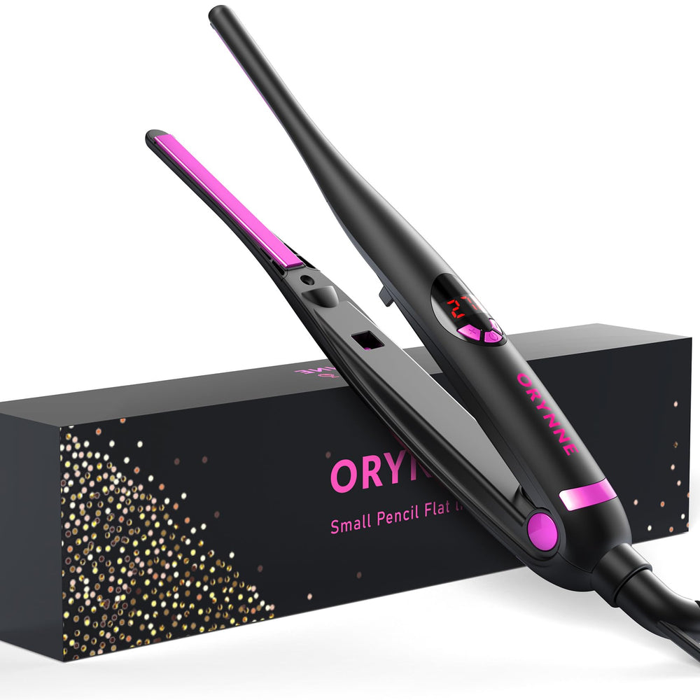 ORYNNE small flat iron for short hair shown heating quickly for precise styling