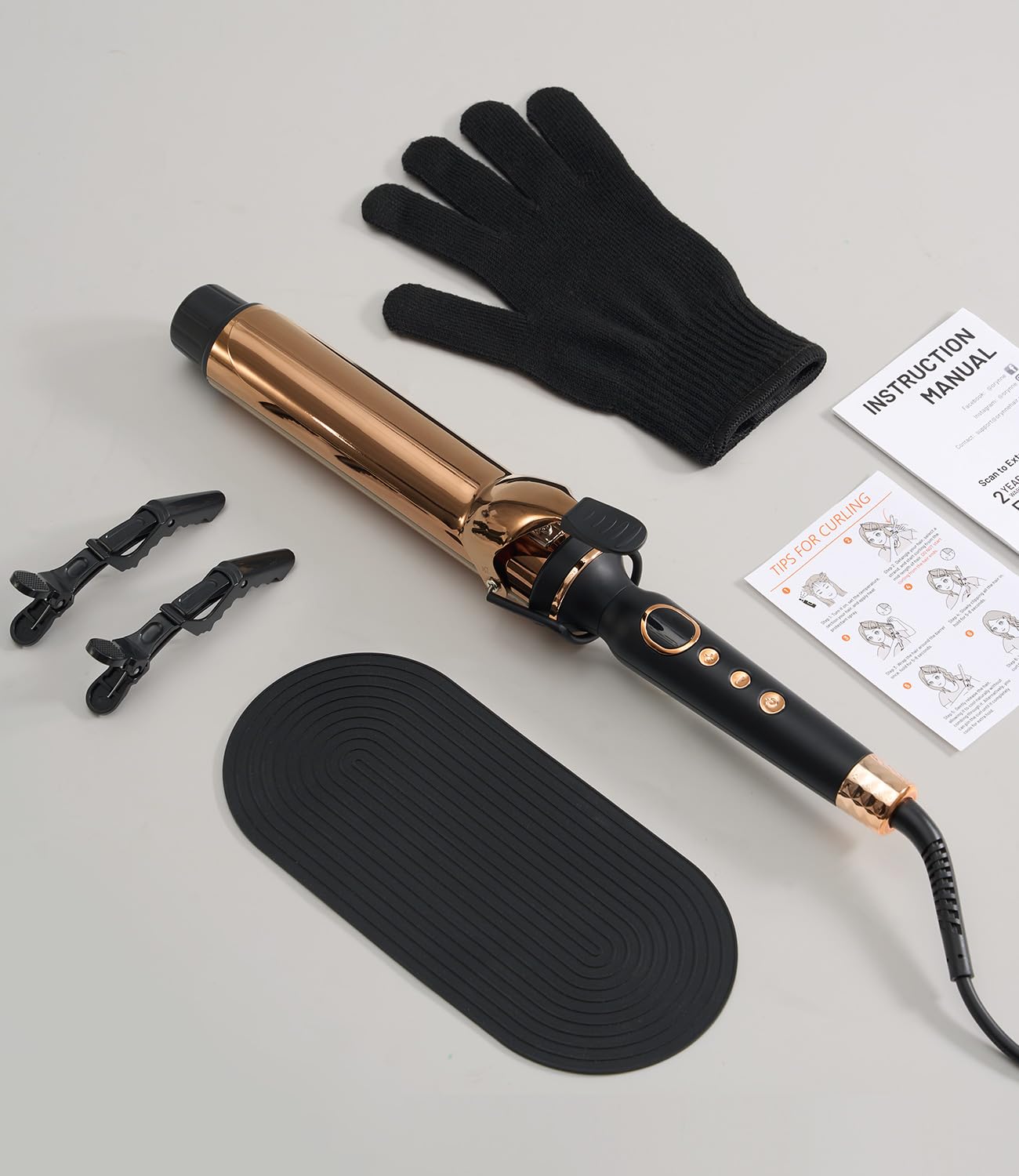 ORYNNE Included heat-resistant mat and glove protect surfaces.