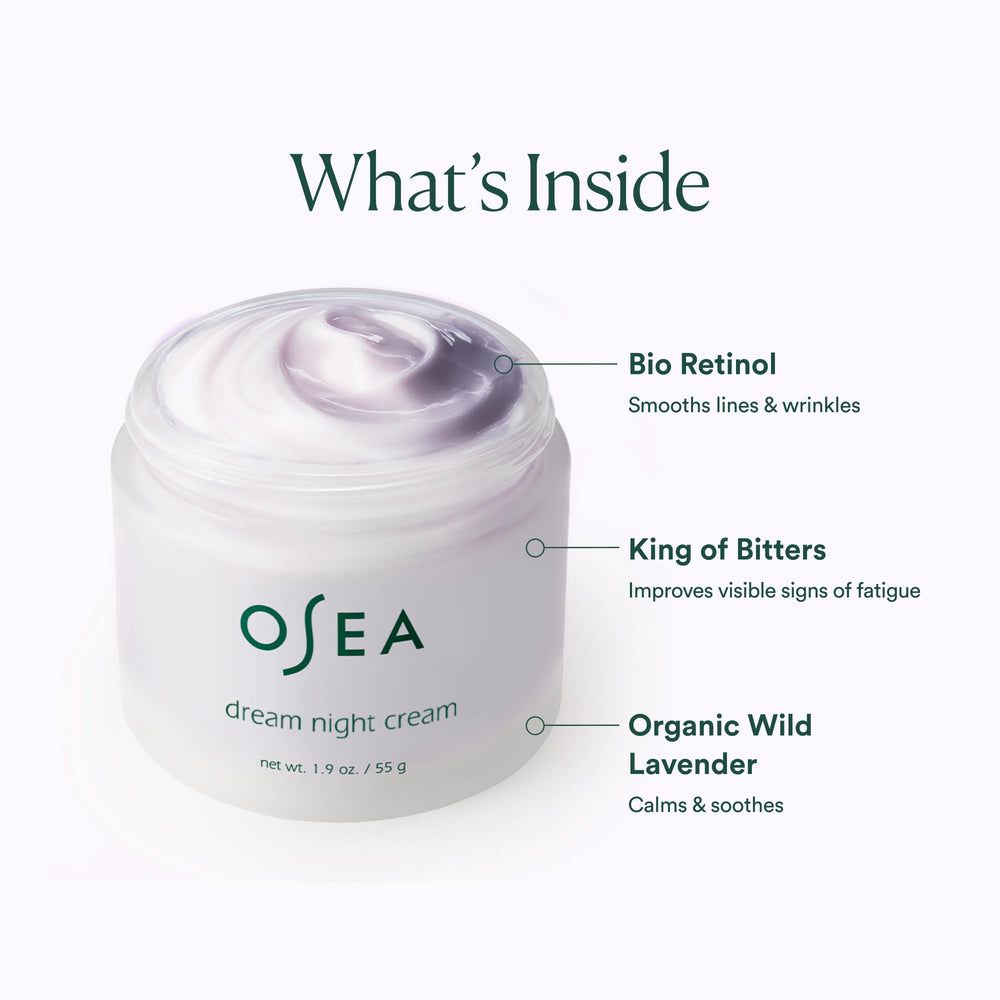 Close-up of creamy texture from OSEA Dream Night Cream for rich hydration