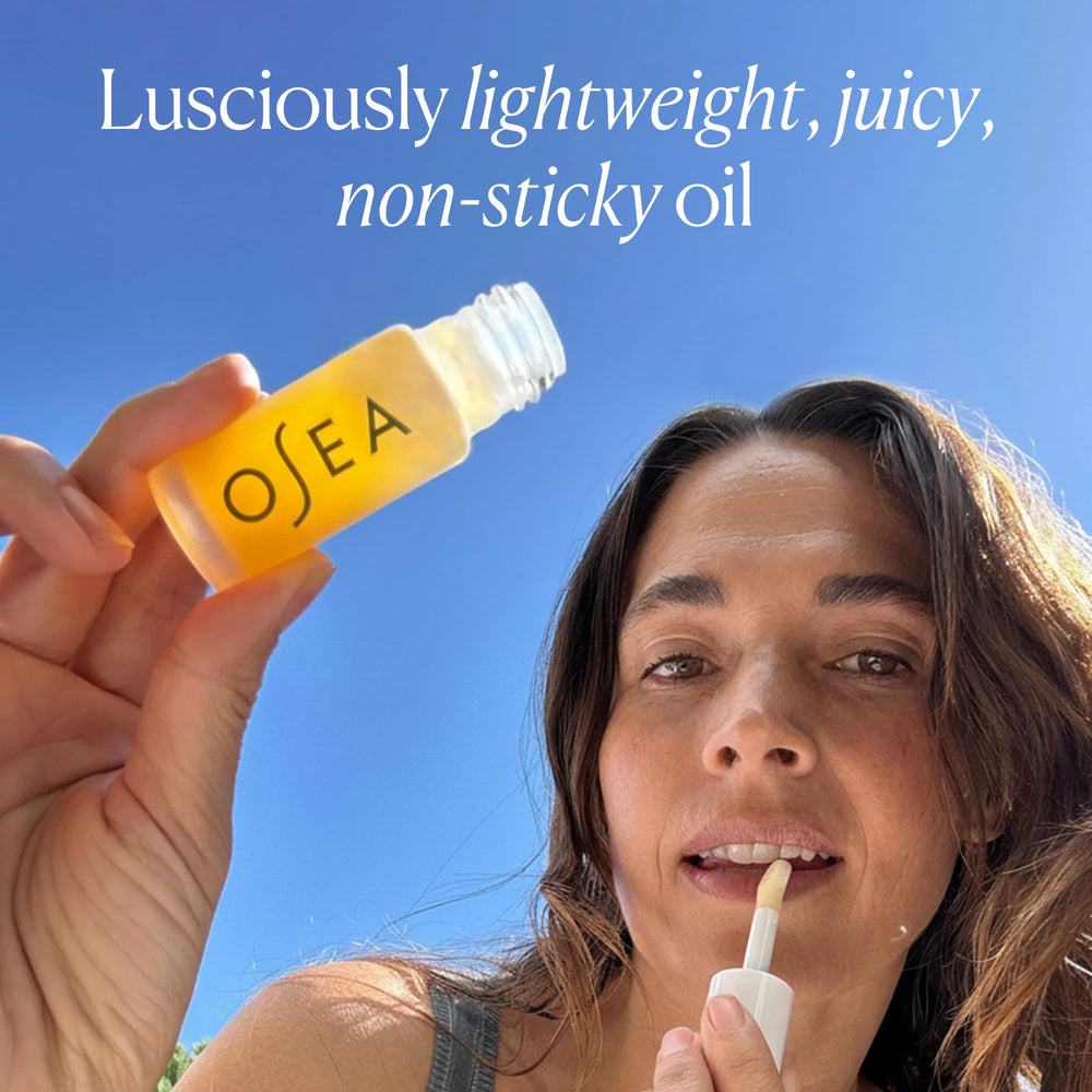 Meadowfoam oil nourishes lips in the OSEA Lip Oil Booster formula.